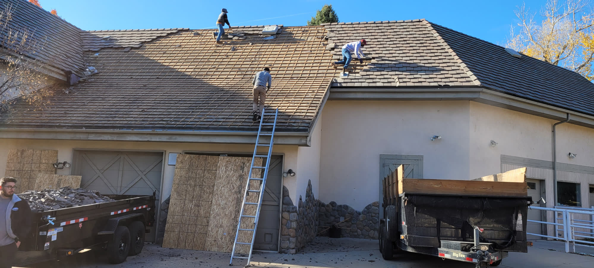 Failed Westile Lightweight tile being torn off luxury estate